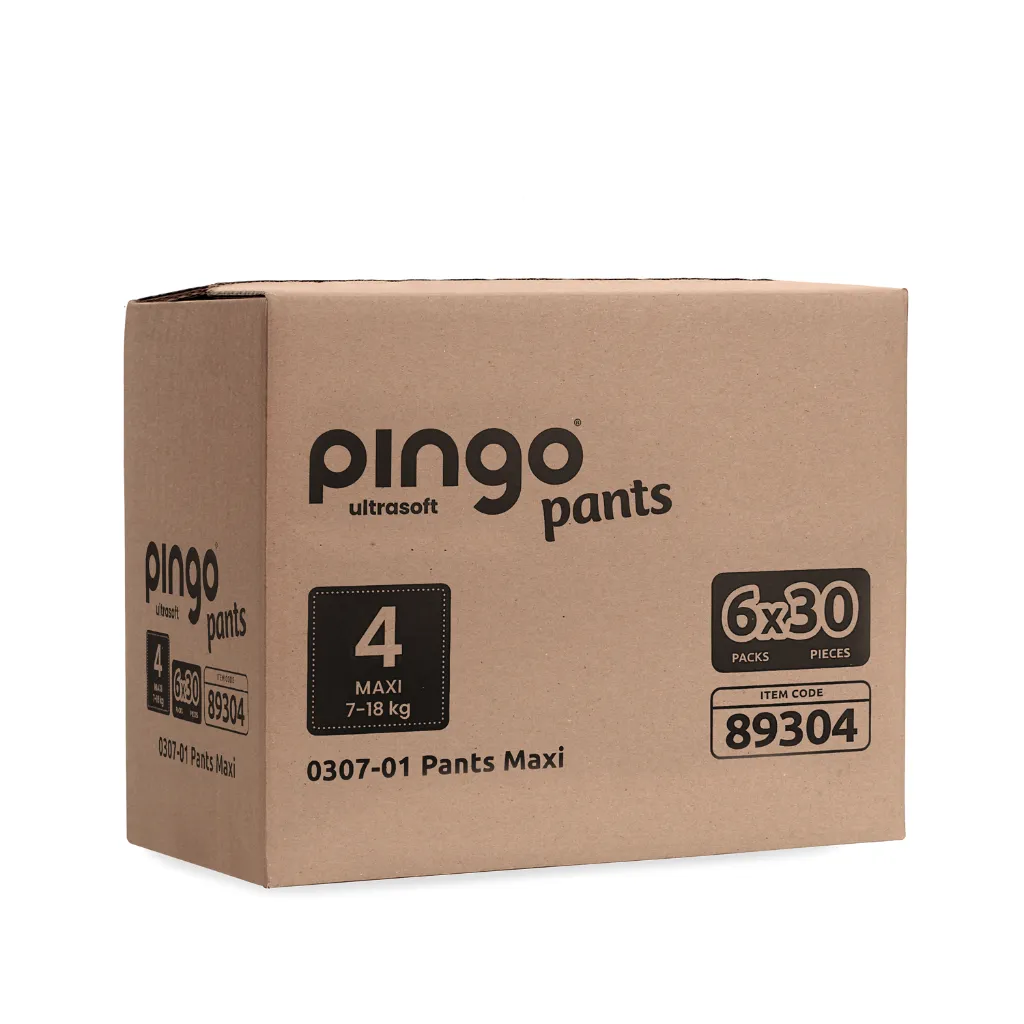 Pingo pants écologiques Taille 4 (7-18 kg) - boîte de 6 sachets x 30 unités