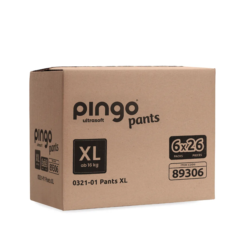 Pingo pants écologiques Taille 6 (16 kg+) - boîte de 6 sachets x 26 unités