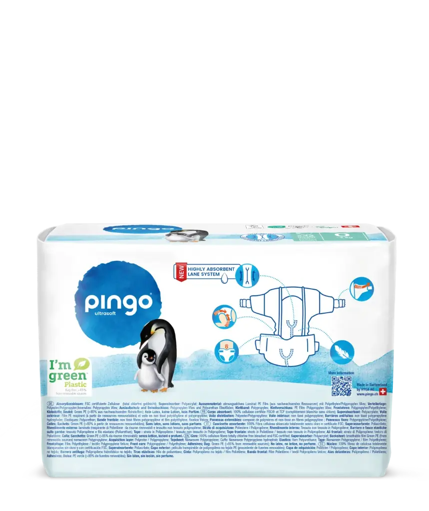 Nouveau - Pingo couches écologiques Taille 0 (<3 kg) sachet de 32 unités