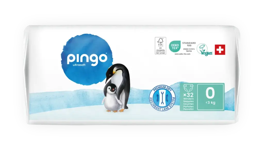 Nouveau - Pingo couches écologiques Taille 0 (<3 kg) sachet de 32 unités