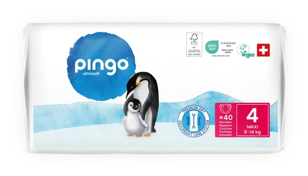 Nouveau - Pingo couches écologiques Taille 4 (8-14 kg) - boîte de 4 sachets x 40 unités