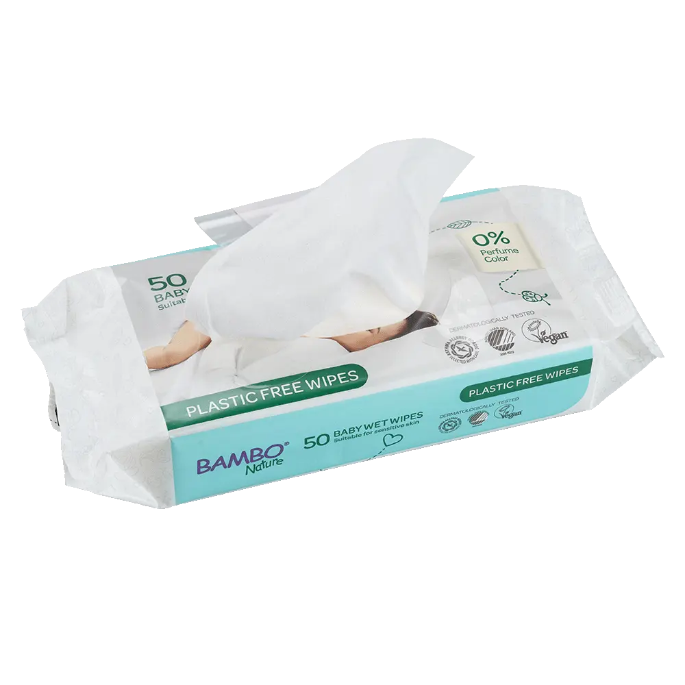 Bambo Nature Lingettes Humides - boîte de 14 sachets x 50 unités