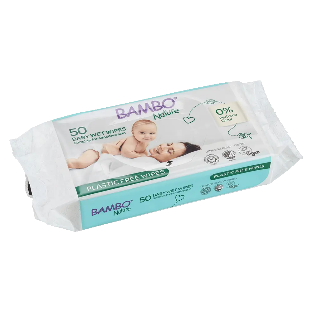 Bambo Nature Lingettes Humides - boîte de 14 sachets x 50 unités
