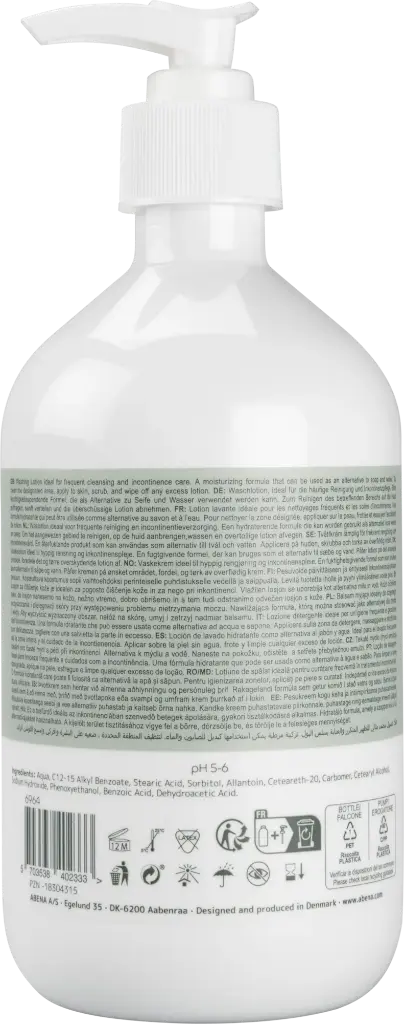 Abena Lotion Nettoyante sans Rinçage – boîte de 6 flacons x 500 ml