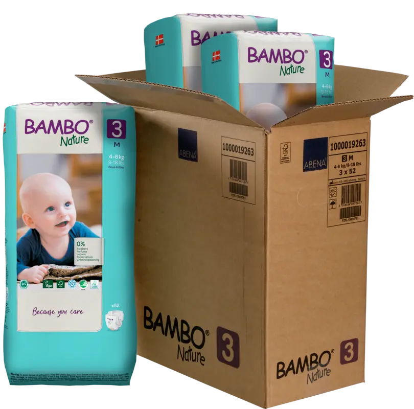 Bambo Nature Couches Taille 3 (4-8 kg) - Grand Format - boîte de 3 sachets x 52 unités