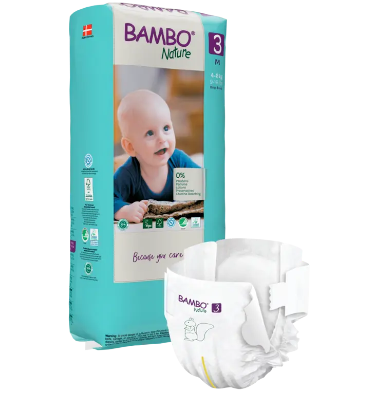 Bambo Nature Couches Taille 3 (4-8 kg) - Grand Format - boîte de 3 sachets x 52 unités