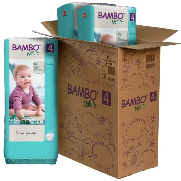 Bambo Nature Couches Taille 4 (7-14 kg) - Grand Format - boîte de 3 sachets x 48 unités