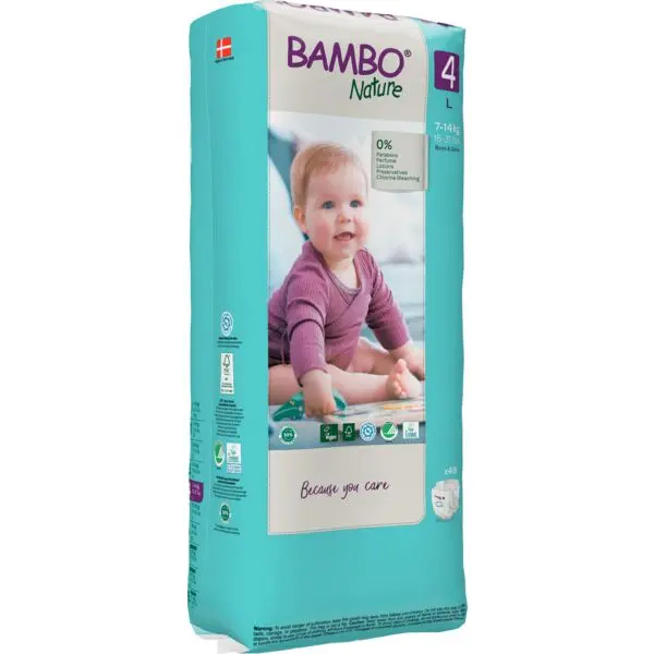 Bambo Nature Couches Taille 4 (7-14 kg) - Grand Format - boîte de 3 sachets x 48 unités