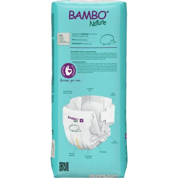 Bambo Nature Couches Taille 4 (7-14 kg) - Grand Format - boîte de 3 sachets x 48 unités