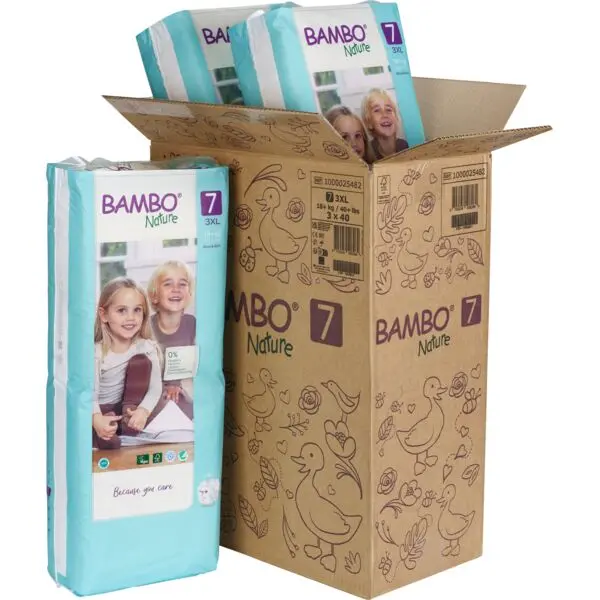 Bambo Nature Couches Taille 7 (18+ kg) - Grand Format - boîte de 3 sachets x 40 unités