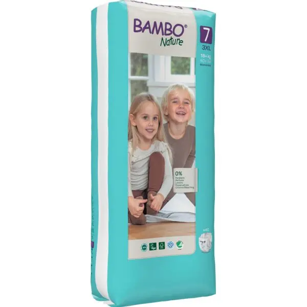 Bambo Nature Couches Taille 7 (18+ kg) - Grand Format - boîte de 3 sachets x 40 unités