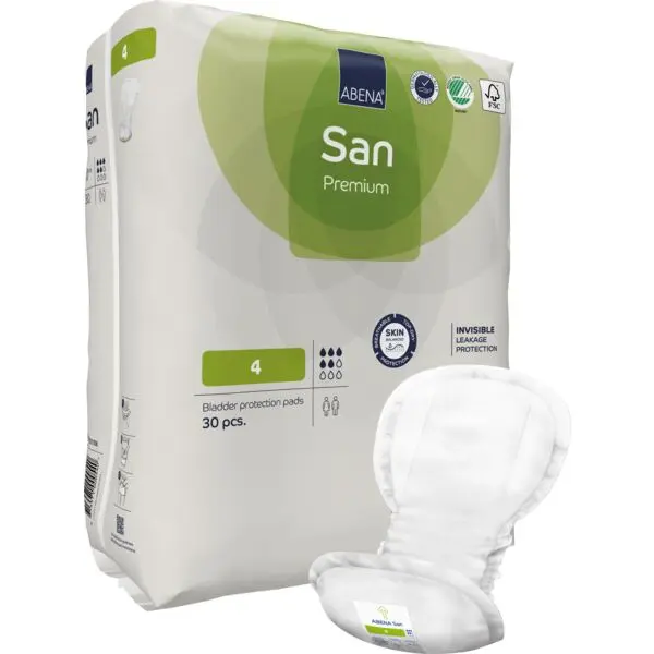 Abena San Taille 4 avec Ruban Adhésif Premium – boîte de 9 sachets x 30 unités