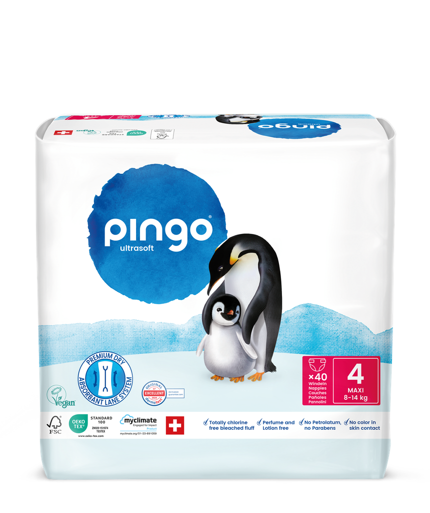 Nouveau - Pingo couches écologiques Taille 4 (8-14 kg) - boîte de 4 sachets x 40 unités