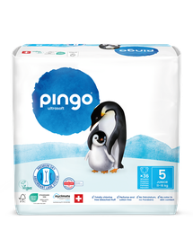 Nouveau - Pingo couches écologiques Taille 5 (11-16 kg) - boîte de 4 sachets x 36 unités