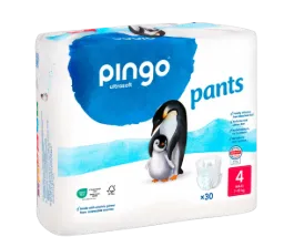Pingo pants écologiques Taille 4 (7-18 kg) - boîte de 6 sachets x 30 unités