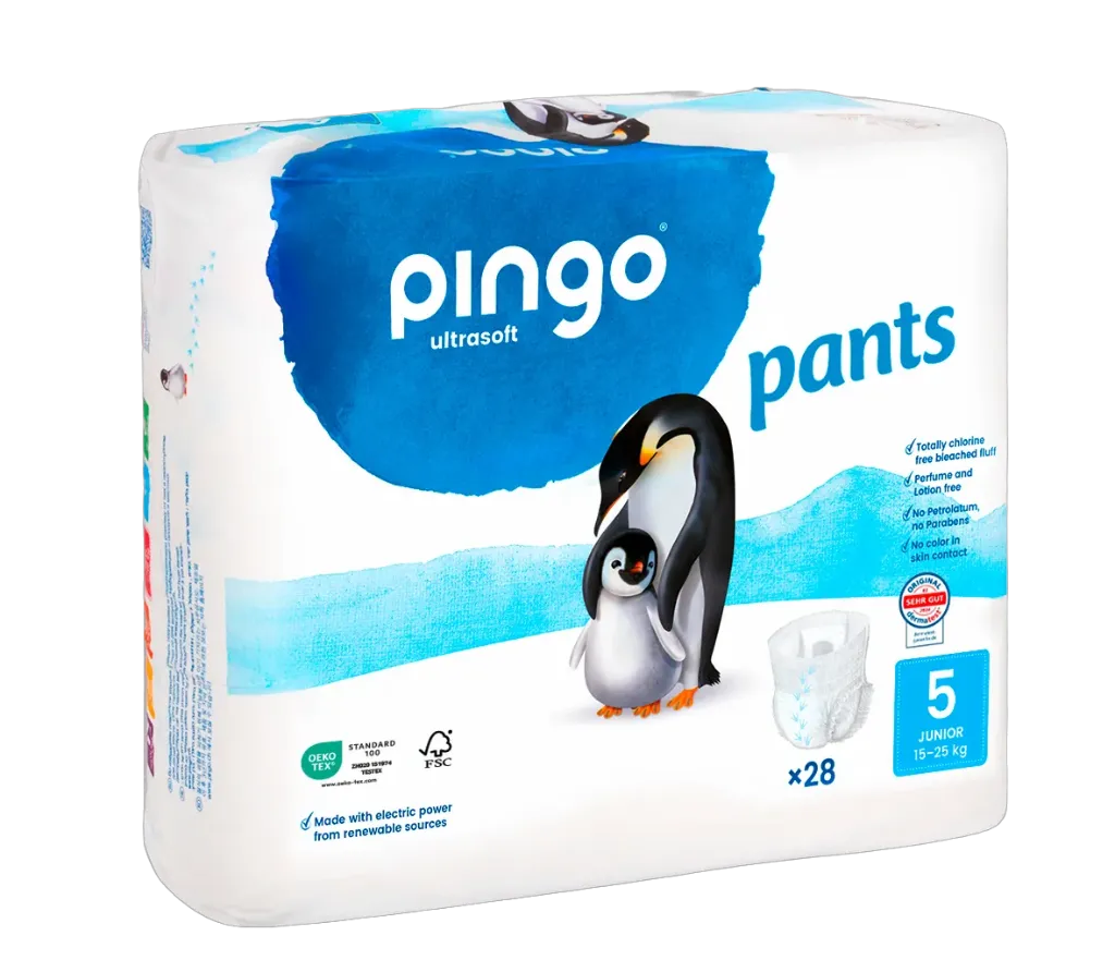Pingo pants écologiques Taille 5 (11-25 kg) - boîte de 6 sachets x 28 unités