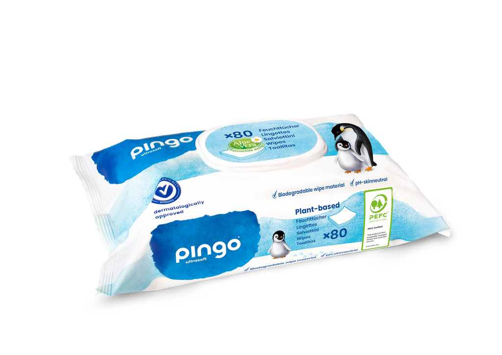Pingo lingettes biodégradables - boîte de 12 x 80 unités