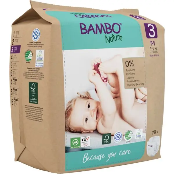 Bambo Nature Couches Taille 3 (4-8 kg) - boîte de 6 sachets x 28 unités