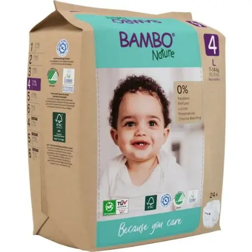Bambo Nature Couches Taille 4 (7-14 kg) - boîte de 6 sachets x 24 unités