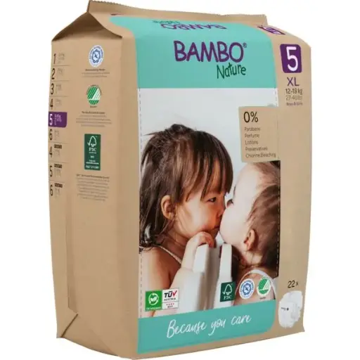 Bambo Nature Couches Taille 5 (12-18 kg) - boîte de 6 sachets x 22 unités