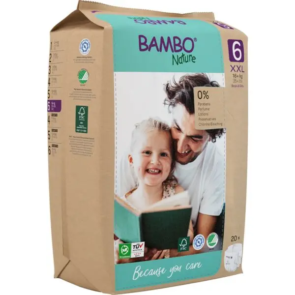 Bambo Nature Couches Taille 6 (16+ kg) - boîte de 6 sachets x 20 unités