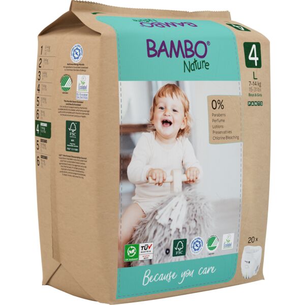 Bambo Nature Pants Taille 4 (7-12 kg) - boîte de 5 sachets x 20 unités