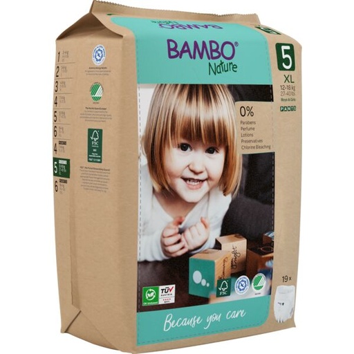 Bambo Nature Pants Taille 5 (12-18 kg) - boîte de 5 sachets x 19 unités