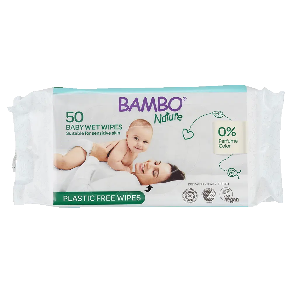 Bambo Nature Lingettes Humides - boîte de 14 sachets x 50 unités
