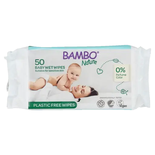 Bambo Nature Lingettes Humides - boîte de 14 sachets x 50 unités