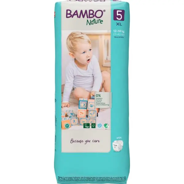 Bambo Nature Couches Taille 5 (12-18 kg) - Grand Format - boîte de 3 sachets x 44 unités