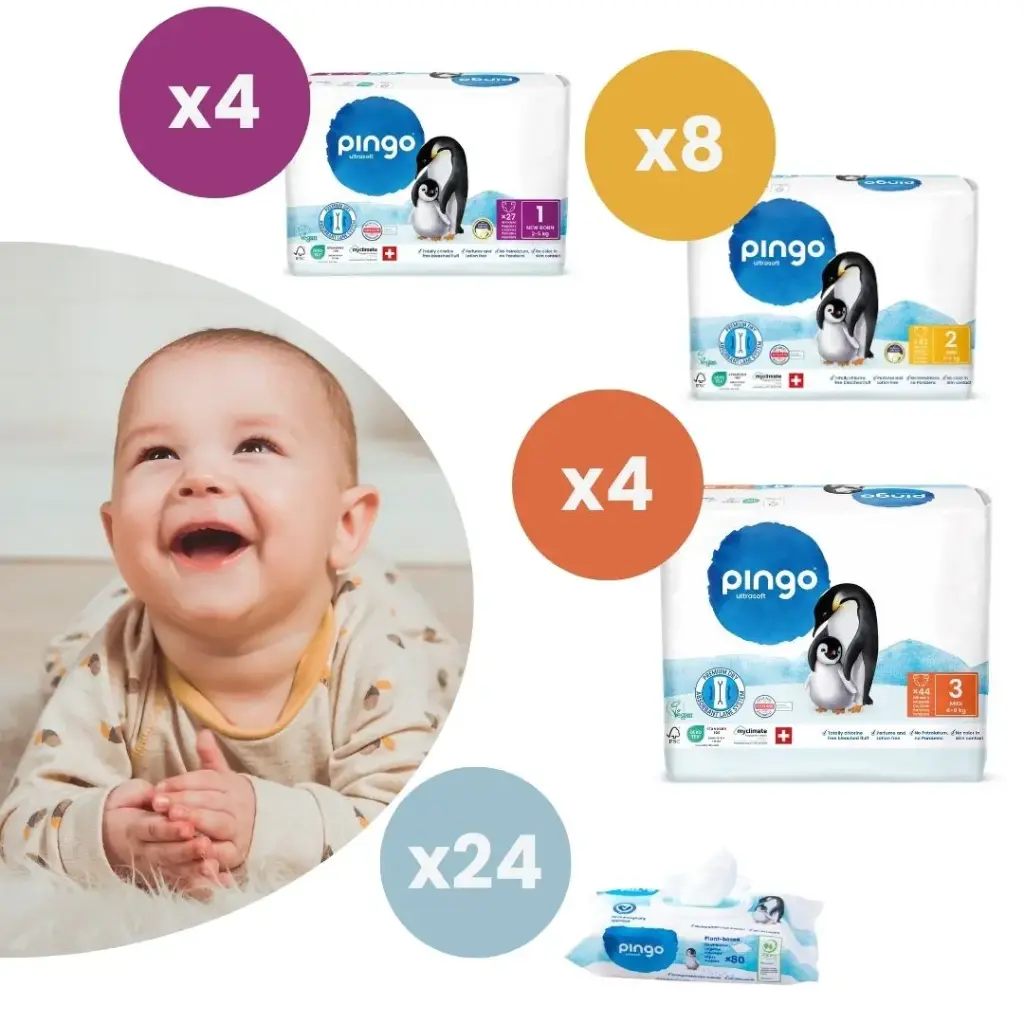 Couches et lingettes écologiques Pingo - Pack trois premiers mois