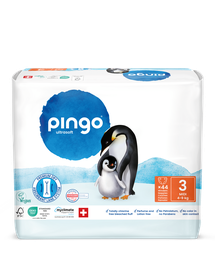 Nouveau - Pingo couches écologiques Taille 3 (4-9 kg) - boîte de 4 sachets x 44 unités